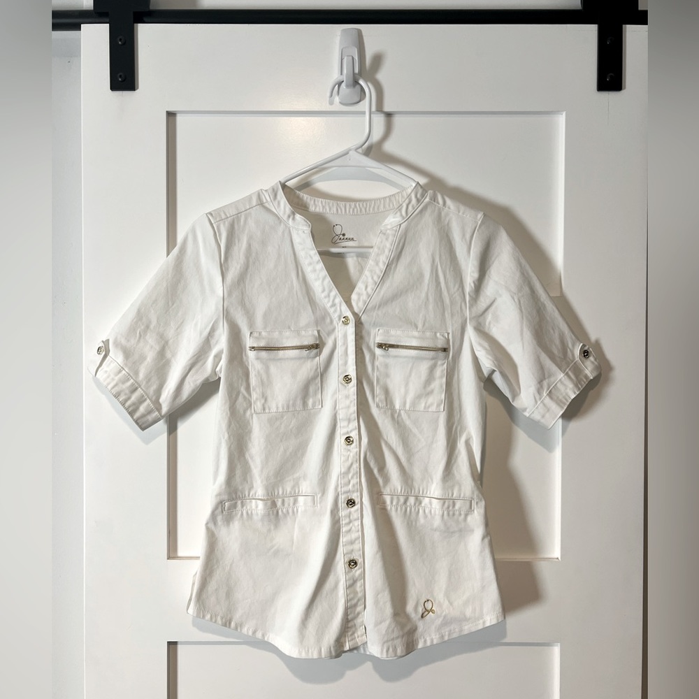 Jaanuu White Scrub Top - XS